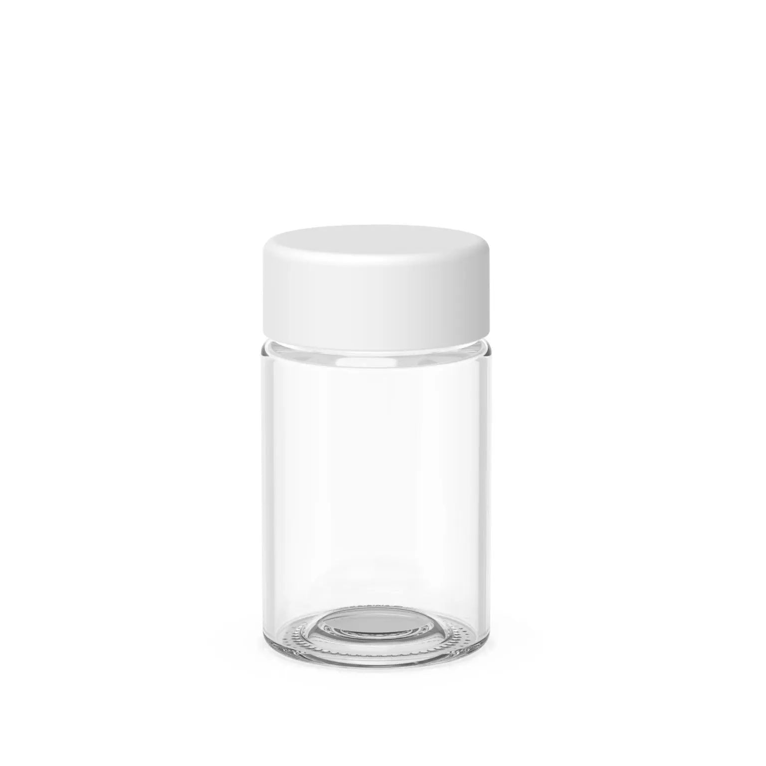 73 mm clear glass CR Jar with white lid