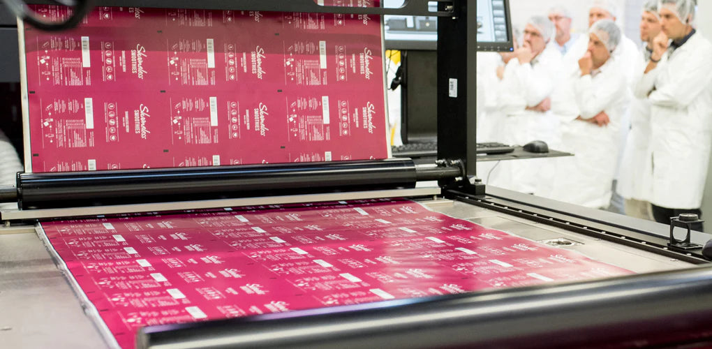 Custom flexographic printing for flexible packaging with up to 10 colors, high-definition plates, and eco-friendly UV LED inks for premium branding.