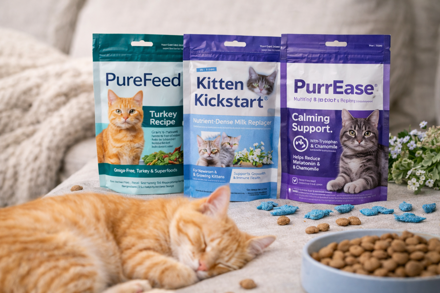 Resealable cat food pouch packaging with kitten products and flexible stand up pouches designed for freshness and shelf appeal in Los Angeles